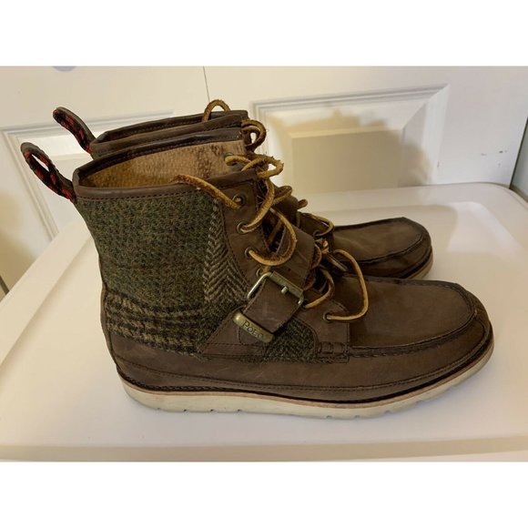 Polo Ralph Lauren Men’s Sz‎ 8.5 D Saddleworth Boots Brown Leather Lace Up - Picture 1 of 10